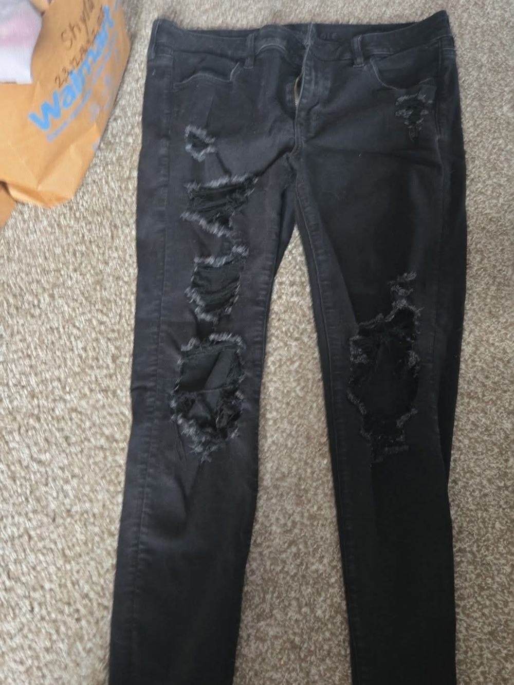 American Eagle Outfitters Black Distressed Skinny Jeans